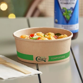 EcoChoice 24 oz. Round Kraft Bio-Lined Compostable Take-Out Container - 300/Case