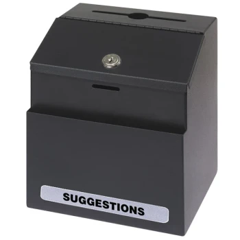 Safco 4232BL 7" x 6" x 8 1/2" Black Steel Suggestion / Key Drop Box with Locking Top