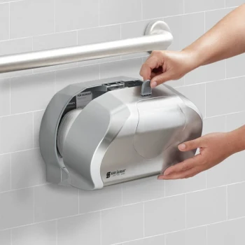 San Jamar R3670SS Summit 5 1/2" Double Roll Toilet Tissue Dispenser - Silver