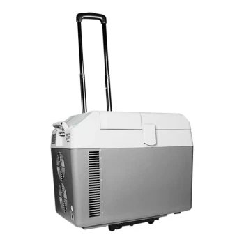Summit Appliance SPRF26M Accucold .88 Cu. Ft. Gray / White DC-Powered Portable Medical Refrigerator / Freezer with Lock and Collapsible Trolley - 12/24VDC