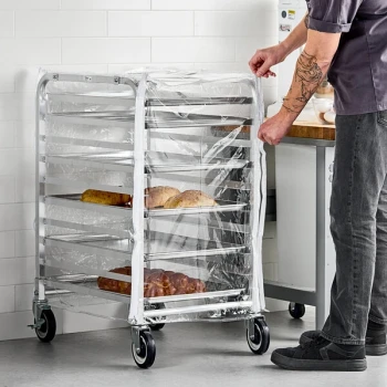 Regency 33 3/4" Clear 8 Mil Half-Size Plastic Bun Pan Rack Cover with 3 Zippers