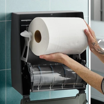 Lavex Premium 10" White Aircell TAD Hardwound Paper Towel Roll, 700 Feet / Roll - 6/Case