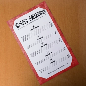 Choice 8 1/2" x 14" Burgundy Menu Paper - Angled Marble Border - 100/Pack