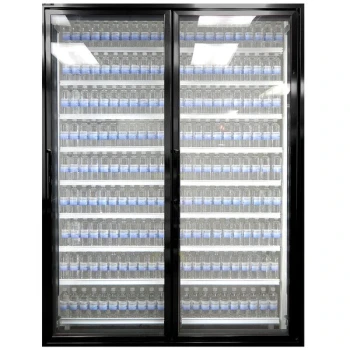 Styleline CL2672-HH 20//20 Plus 26" x 72" Walk-In Cooler Merchandiser Doors with Shelving - Satin Black, Right Hinge - 2/Set
