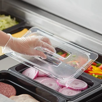 Vigor 1/3 Size Clear Polycarbonate Food Pan Lid with Handle - 6/Case