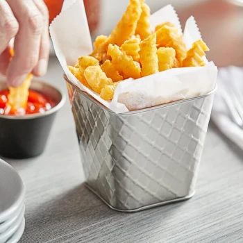 TableCraft 10043 Lattice 20 oz. Square Stainless Steel Fry Cup