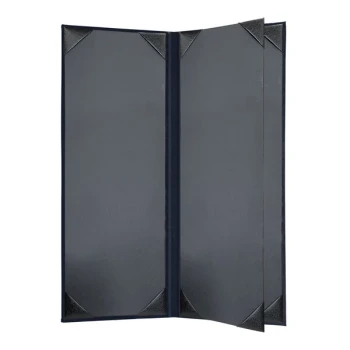 H. Risch, Inc. Oakmont 4 1/4" x 11" Blue 4-Panel Menu Cover with Album Style Corners