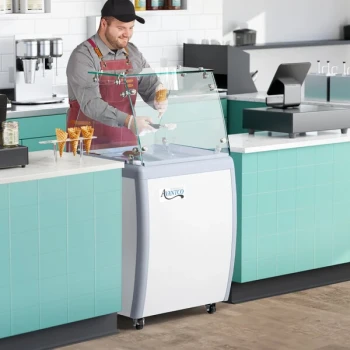 Avantco ADC-GEL-4F 26" Customizable Four Pan Gelato Dipping Cabinet with Flat Sneeze Guard and Pans