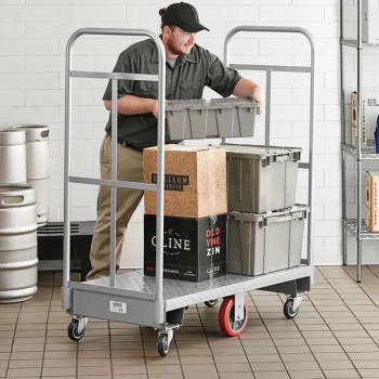 Lavex 24" x 48" Heavy-Duty Steel U-Boat Utility Cart - 2000 lb. Capacity
