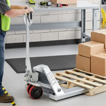 Lavex 27" x 48" Galvanized Steel Manual Pallet Jack - 6,600 lb. Capacity