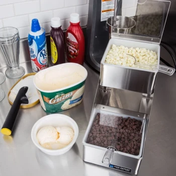 San Jamar B4702INL 2-Compartment Two Tier Stainless Steel Condiment Bar with Notched Lids