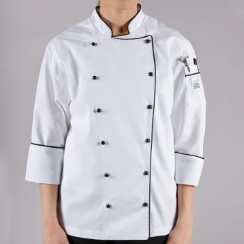 Chef Revival Corporate LJ044 Ladies White Customizable Executive Long Sleeve Coat with Black Piping - XS