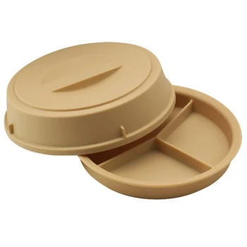 Cambro HK93CW133 Camwear® Heat Keeper Beige 3-Compartment Insulated Meal Delivery Base and Cover - 6/Case