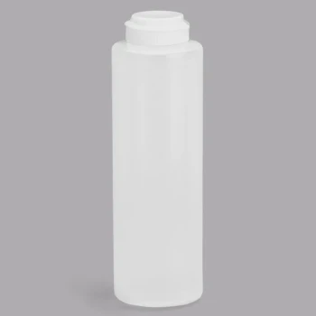 TableCraft 2112C-1 12 oz. Clear Hinge Top Squeeze Bottle with 38 mm Opening - 12/Pack