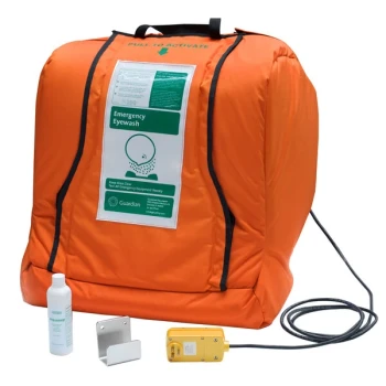 Guardian G1540HTR AquaGuard 16 Gallon Gravity Flow Portable Eyewash Station with Heated Orange Insulation Jacket