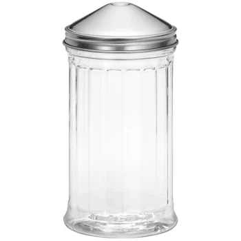 TableCraft 12 oz. Fluted Clear Tritan™ Plastic Sugar Pourer with Stainless Steel Center Pour Top - 24/Case