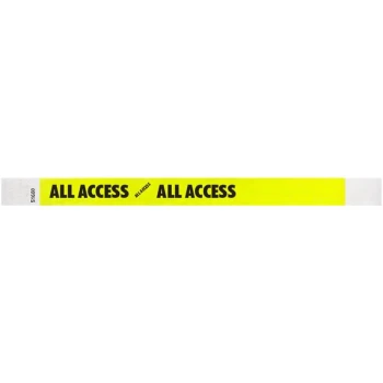 Carnival King Highlighter Yellow "ALL ACCESS" Disposable Wristband 3/4" x 10" - 500/Bag