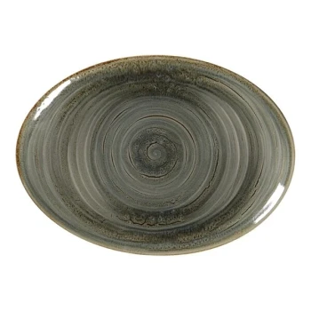 RAK Porcelain Rakstone Spot 12 5/8" x 9 1/16" Peridot Porcelain Oval Platter - 6/Case