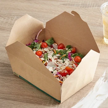 EcoChoice Kraft PLA Lined Compostable #8 Take-Out Container 6" x 4 3/4" x 2 1/2" - 50/Pack
