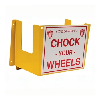 Vestil 16" x 8 5/16" x 11 1/4" Yellow Steel Wall-Mounted Wheel Chock Holder WC-H-R