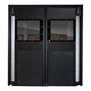 Aleco Impacdor XHD-175 36" x 84" Black Rigid Single Swinging Traffic Door with Window 710114