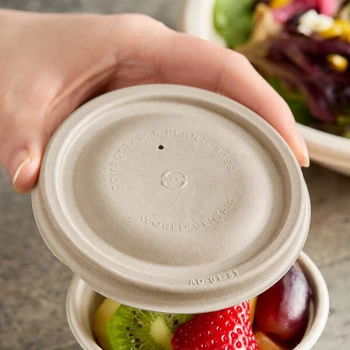 World Centric Compostable Fiber Lid for 6 oz. Fiber Bowl and 8 oz. Paper Bowl - 1,000/Case