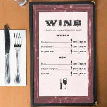 Choice 8 1/2" x 14" Menu Paper - Burgundy Marble Border - 100/Pack