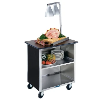 Lakeside 626B Black Laminate 3 Shelf Stainless Steel Utility Cart - 18 3/4" x 28 1/4" x 32 5/8"