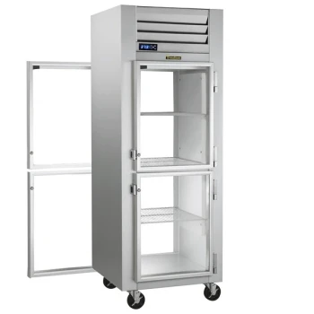 Traulsen G16002P 1 Section Half Solid Front, Half Glass Back Door Pass-Through Refrigerator - Right / Right Hinged Doors