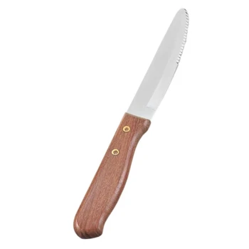 Vollrath 48148 9 7/8" Stainless Steel Steak Knife with Jumbo Wood Handle - 12/Case