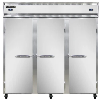 Continental Refrigerator 3RRFN 78" Solid Door Dual Temperature Reach-In Refrigerator / Refrigerator / Freezer