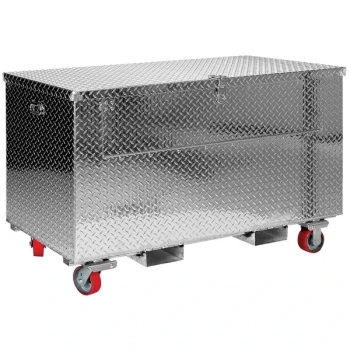 Vestil 24" x 48" Portable Aluminum Tread Plate Toolbox with Fold-Down Door and Fork Pockets APTS-2448-CF-FD