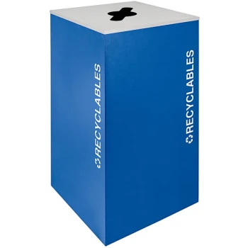 Ex-Cell Kaiser RC-KD36-R RYX Kaleidoscope XL Series Royal Blue Texture Square 36 Gallon Customizable Recyclables Receptacle
