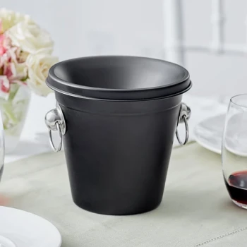 Acopa 1.5 Qt. Black Stainless Steel Wine Tasting Spittoon