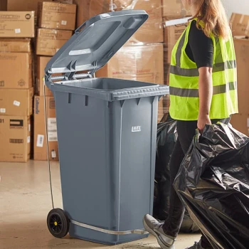 Lavex Powder-Coated Iron Step-On Attachment for 64 Gallon Wheeled Trash Cans