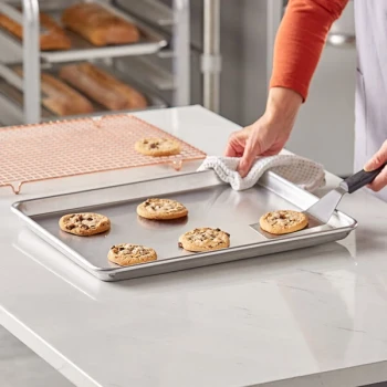 Baker's Lane USA Half Size 18 Gauge 13 inch x 18 inch Wire in Rim Aluminum Bun / Sheet Pan