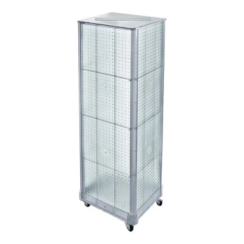 Azar Displays 20" x 20" x 65 1/16" Clear High-Impact Styrene 4-Sided Pegboard Mobile Floor Display 700406-CLR