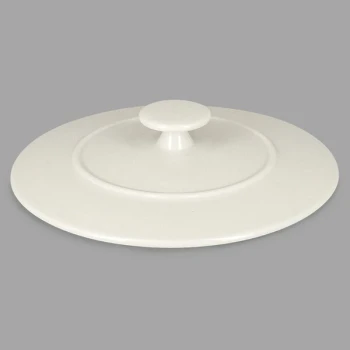 RAK Porcelain Chef's Fusion 6 3/8" x 1 1/8" Sand White Porcelain Cocotte Lid - 6/Case