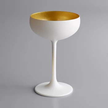 Stolzle Glisten from Global Tableware Collective 8 oz. Matte White/Gold Coupe Glass - 6/Case