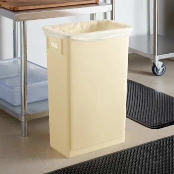 Lavex 23 Gallon Beige Slim Rectangular Trash Can