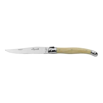 Jean Dubost Laguiole from Steelite International 9" Stainless Steel Steak Knife with Guilloche and Horn ABS Handle - 6/Case