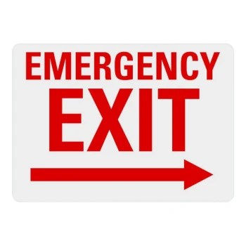 Lavex 10" x 7" White Engineer-Grade Reflective Aluminum "Emergency Exit" Sign with Red Lettering and Right Arrow