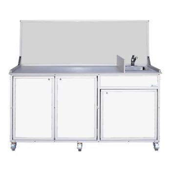 Monsam FSC-001-WHITE White Food Service Cart with Portable Self-Contained Sink