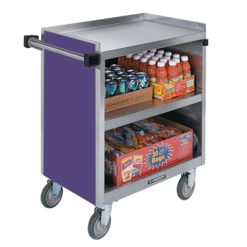 Lakeside 844P Heavy-Duty Stainless Steel Three Shelf Utility Cart With Enclosed Base and Purple Finish - 22 1/2" x 39 5/16" x 37"