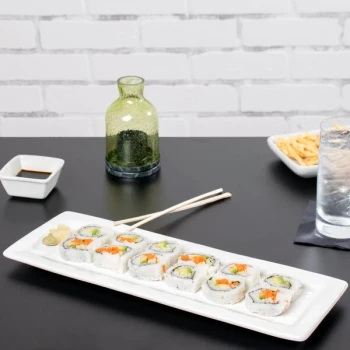 Tuxton BWH-1603 16" x 5 1/2" White Rectangular China Platter - 12/Case
