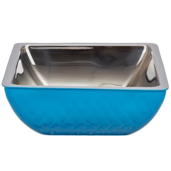 Bon Chef Diamond Collection Cold Wave 3 Qt. Caribbean Blue Triple Wall Square Bowl