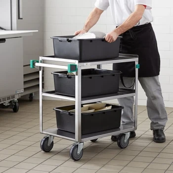 Regency 18 3/4" x 30 1/2" Three Shelf 18 Gauge 430 Stainless Steel Utility Cart - Fully Welded