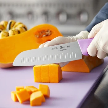 Choice 7" Santoku Knife with Granton Edge and Purple Handle