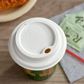 EcoChoice Compostable White Plant Fiber Hot Cup Lid for 10-24 oz. Standard Cups and 8 oz. Squat Cups - 500/Case