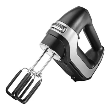 Hamilton Beach Professional Black 7 Speed Hand Mixer with SoftScrape Beaters, Dough Hooks, Whisk, and Snap-On Case 62655
